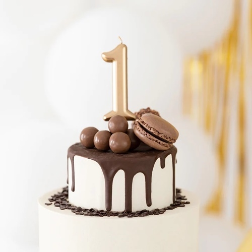 Świeczki urodzinowe tort świeczka złoty cyfra 1